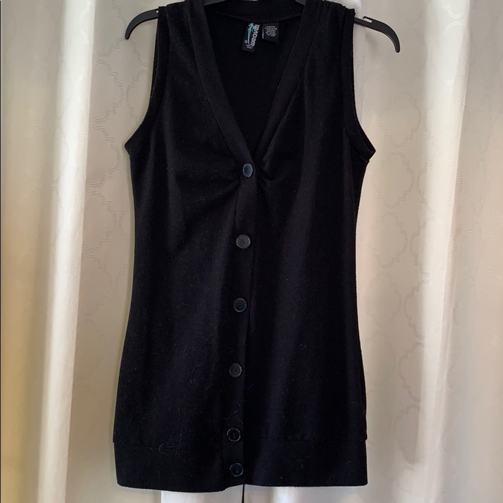 Black button up sweater vest